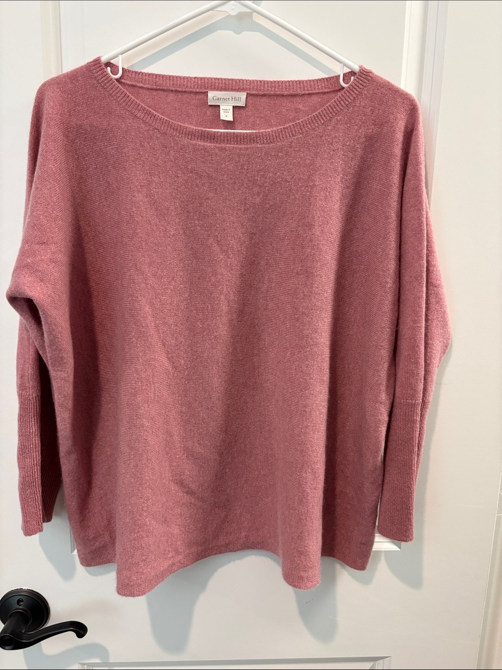 Garnet Hill Relaxed Cashmere-Blend Sweater in Rosewood
